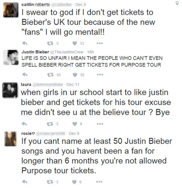 Some Beliebers weren't happy about the ticket situation