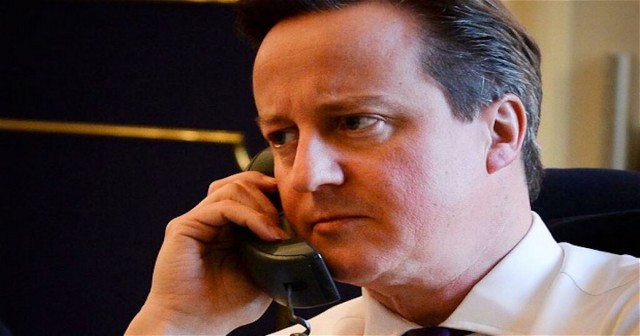 David Cameron on the phone