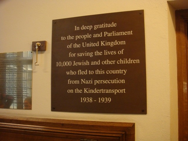 A plaque in the Commons commemorated those who travelled to Britain as part of the Kindertransport scheme