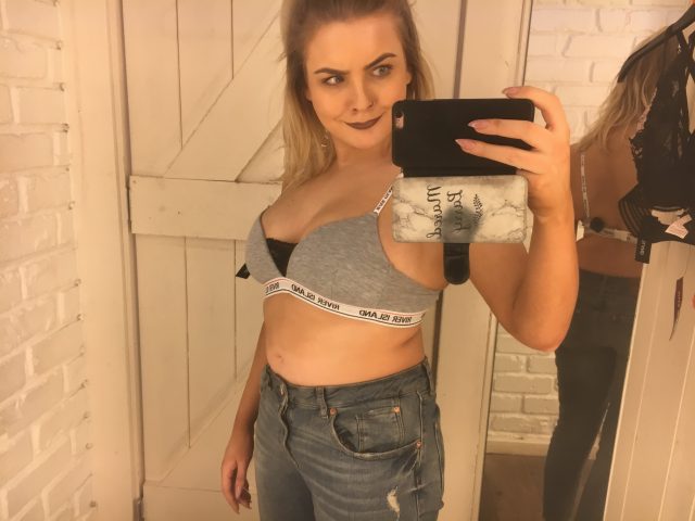 The writer looks confused at River Island's sport bralette for bigger boobs