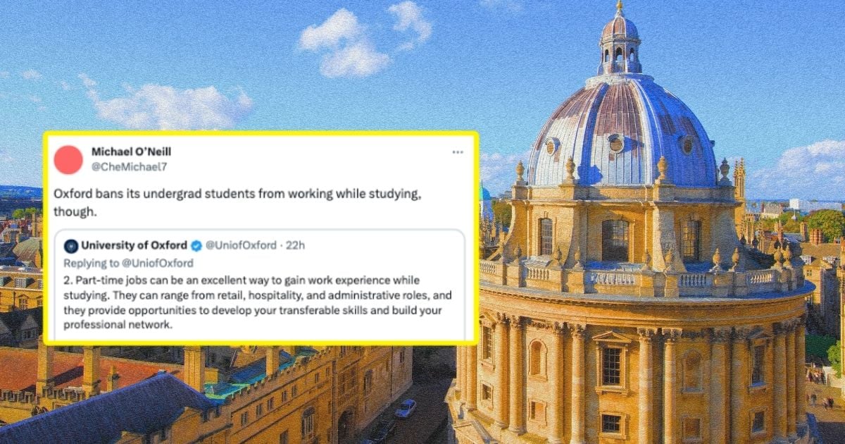 Oxford uni criticised for job advice despite banning students from working