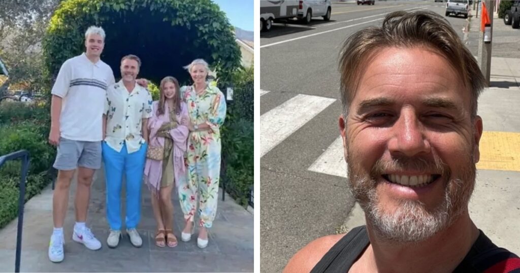 Gary Barlow's tall son and Gary Barlow selfie in USA