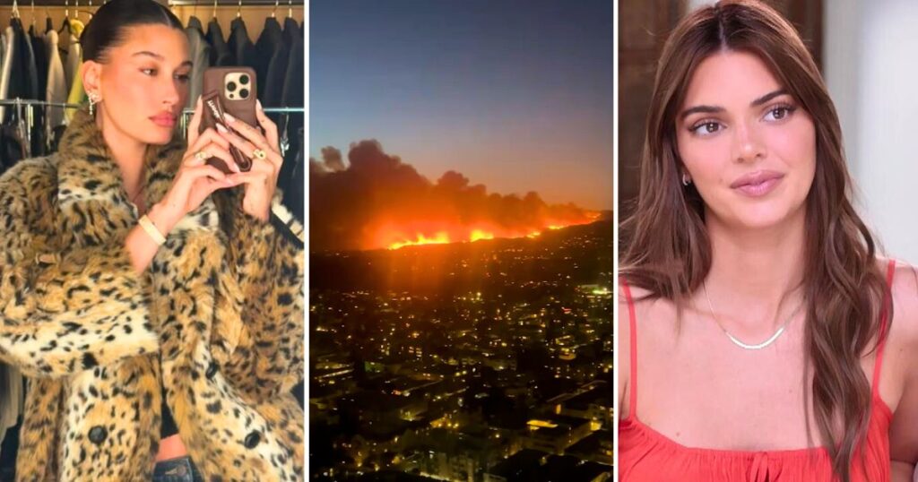 kendall jenner hailey bieber los angeles la fires sushi