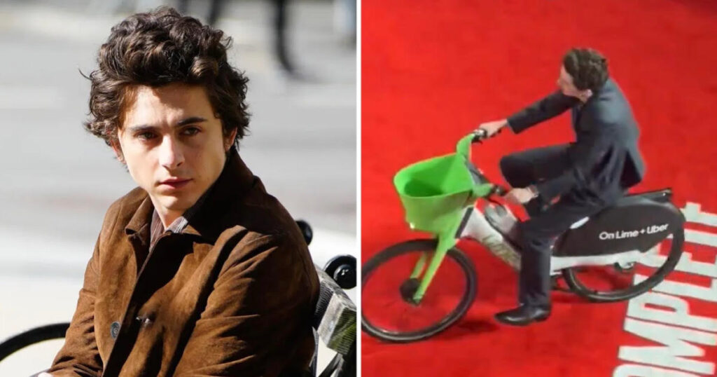 Timothée Chalamet lime bike fine