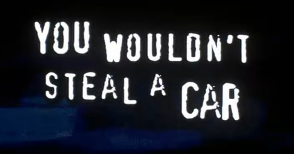 Anti-piracy steal a car advert font