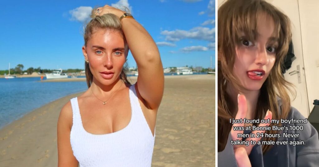 bonnie blue and a woman who claims her partner cheated on her with bonnie blue