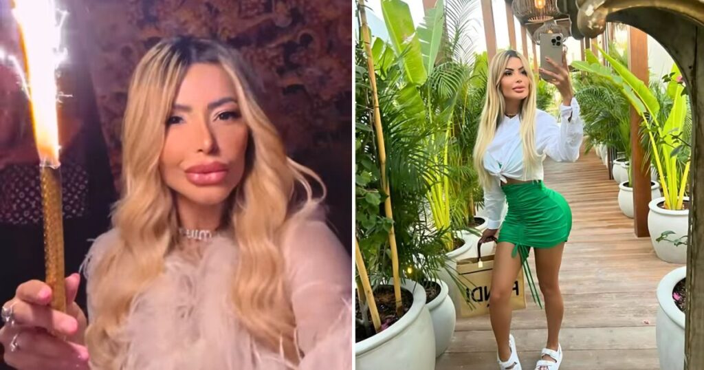 an influencer who claims she's been banned from dating apps for looking too beautiful