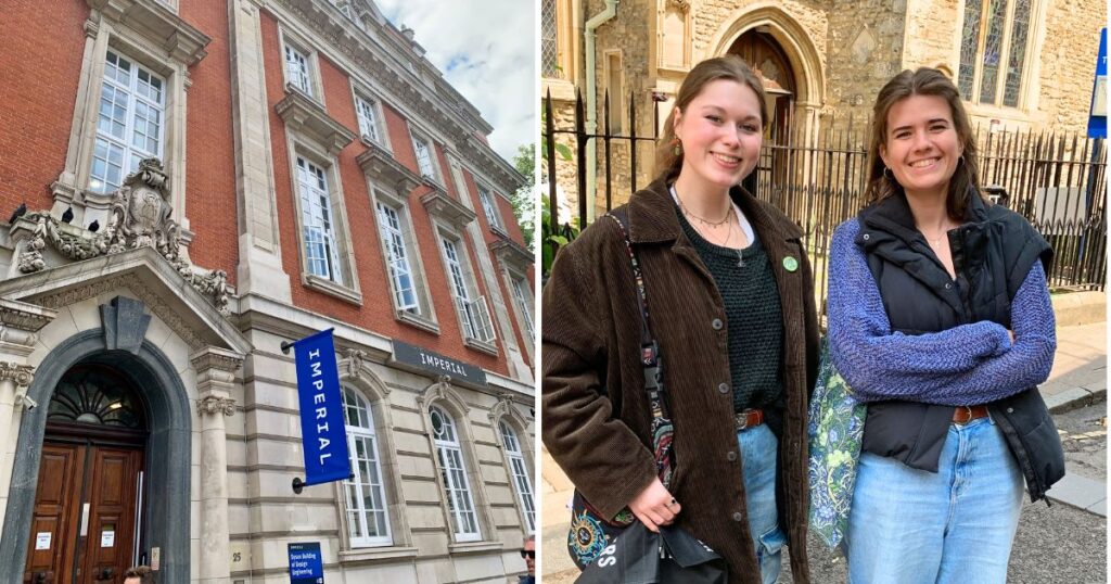 imperial college london and also my friends chessie and emily in front of a university of oxford building