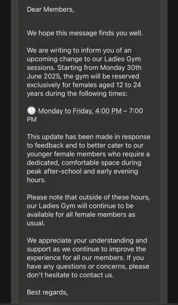 gym bans women
