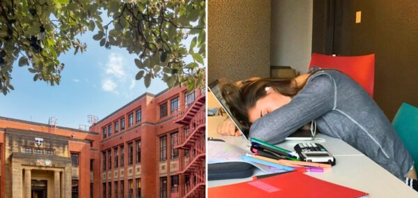 newcastly university and a sleeping student