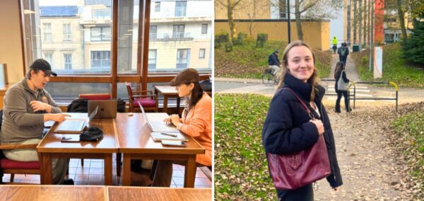 some students studying at the university of glasgow, plus a university of york student somewhere nice on campus