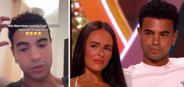 Love Island 2025 star Harrison says Toni in live video