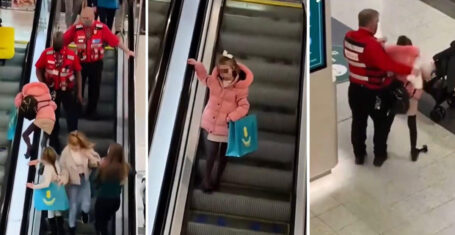 pink jacket girl Manchester Arndale