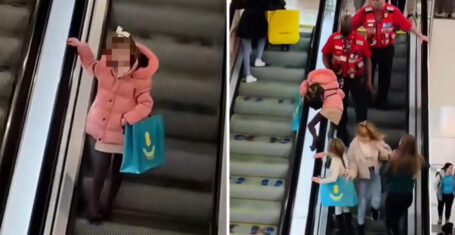 Manchester Arndale pink jacket girl statement