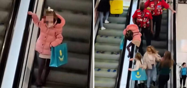 Manchester Arndale pink jacket girl statement