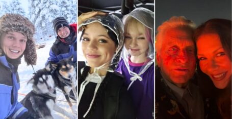 wednesday season two cast catherine zeta jones and michael douglas hunter doohan and his husband and then jenna ortega and emma myers who are not in a relationship fyi i just worried i needed them in the feature image bc they're more recognisable