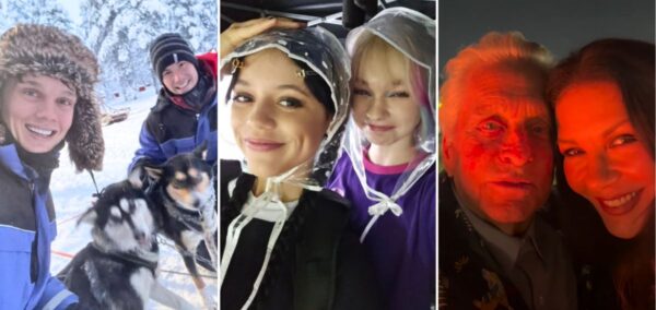 wednesday season two cast catherine zeta jones and michael douglas hunter doohan and his husband and then jenna ortega and emma myers who are not in a relationship fyi i just worried i needed them in the feature image bc they're more recognisable