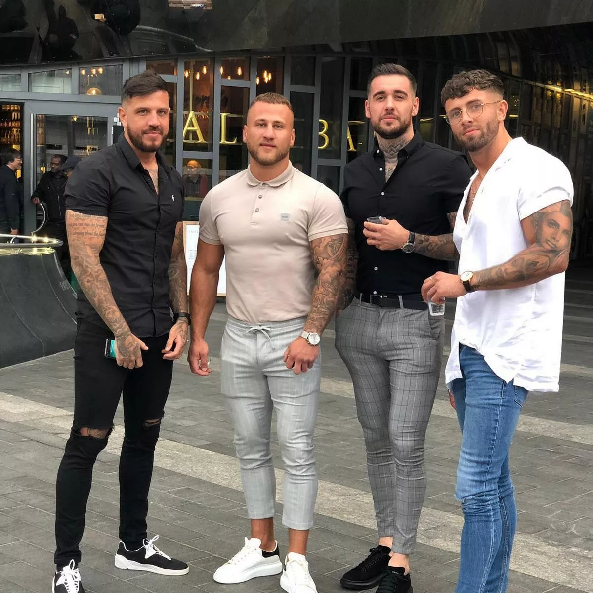 Four lads in jeans 