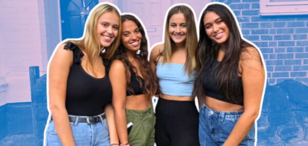 some uk uni students in front of a student house