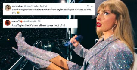 taylor swift and some tweets complaining about her album cover for the life of a showgirl