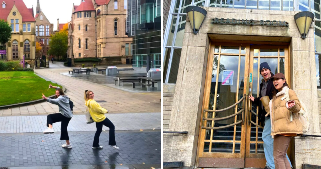 students at the university of manchester and students at the university of glasgow not looking massively academic but they are in the uk