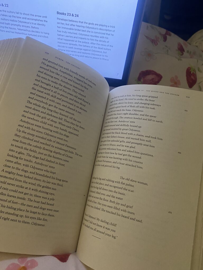a uk uni student reading the odyssey