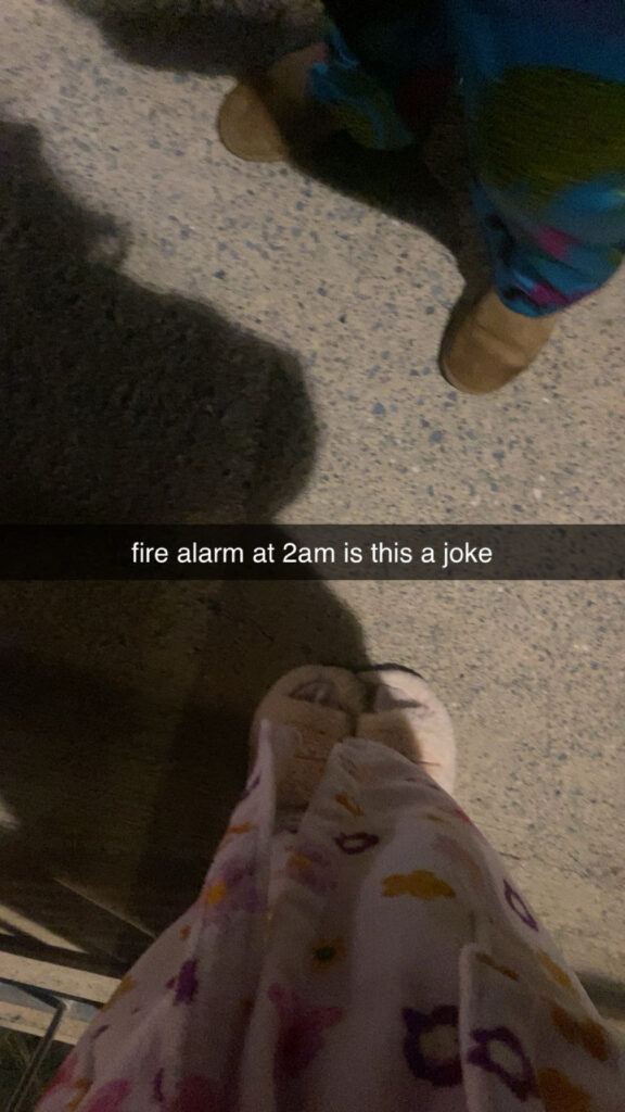 students at a uk uni complaining about a fire alarm