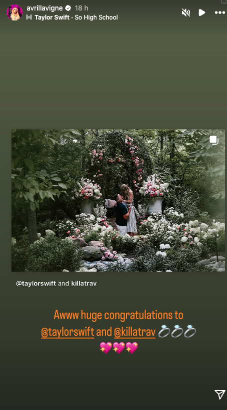 avril lavigne instagram story about taylor and travis