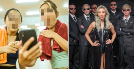 bonnie blue and a load of men, plus a friend group looking shocked