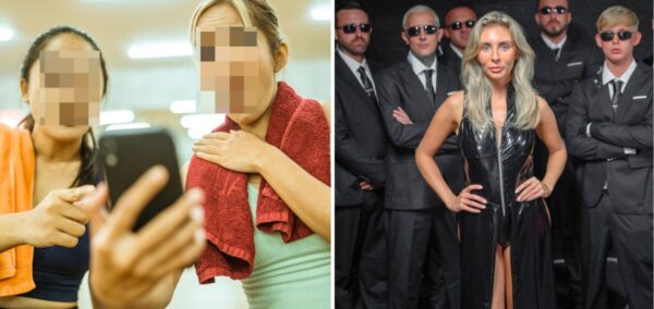 bonnie blue and a load of men, plus a friend group looking shocked