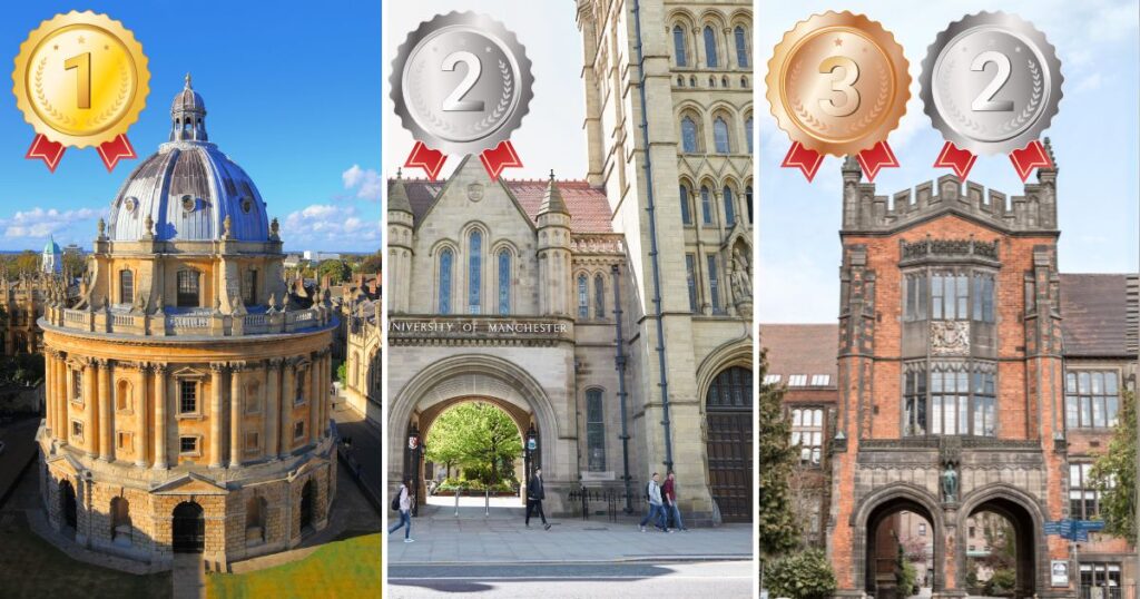 the university of oxford university of manchester and newcastle university with medals for their ofs tef ratings