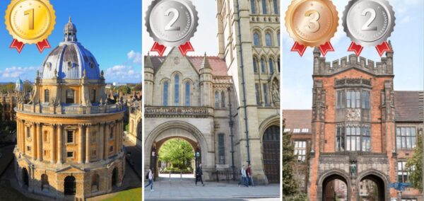 the university of oxford university of manchester and newcastle university with medals for their ofs tef ratings