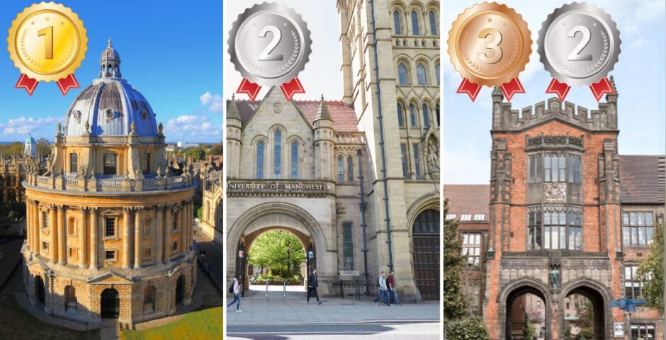 the university of oxford university of manchester and newcastle university with medals for their ofs tef ratings