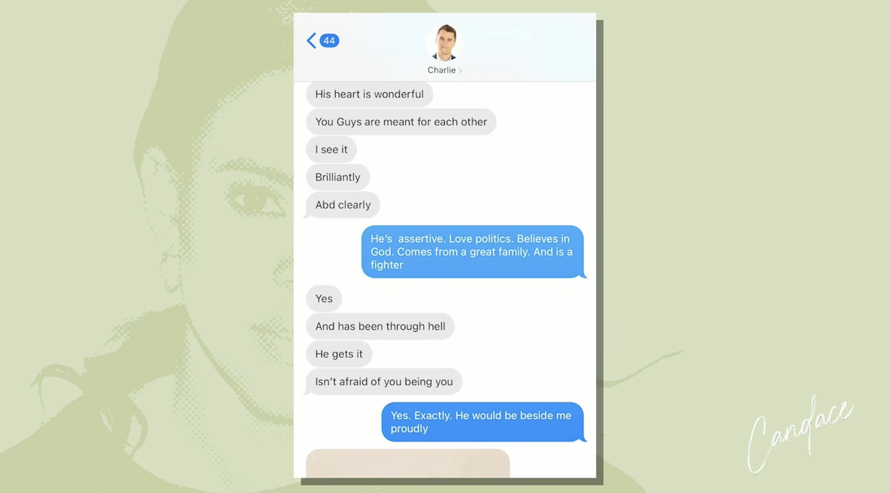 Charlie Kirk and Candace Owens texts about her husband George