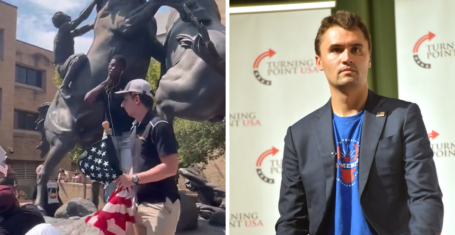 uni student reenacting Charlie Kirk murder