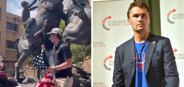uni student reenacting Charlie Kirk murder