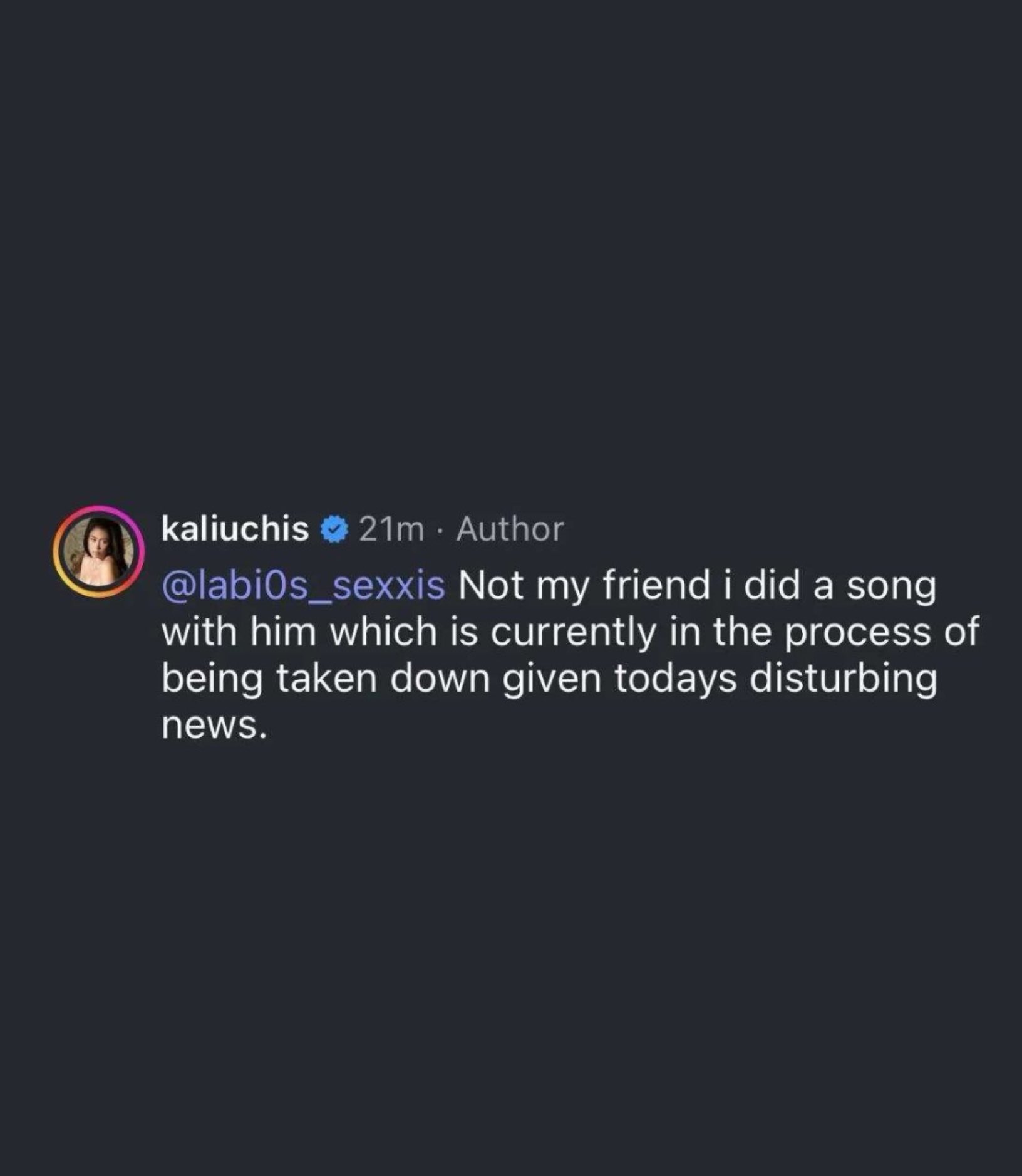 Kali Uchis instagram comment