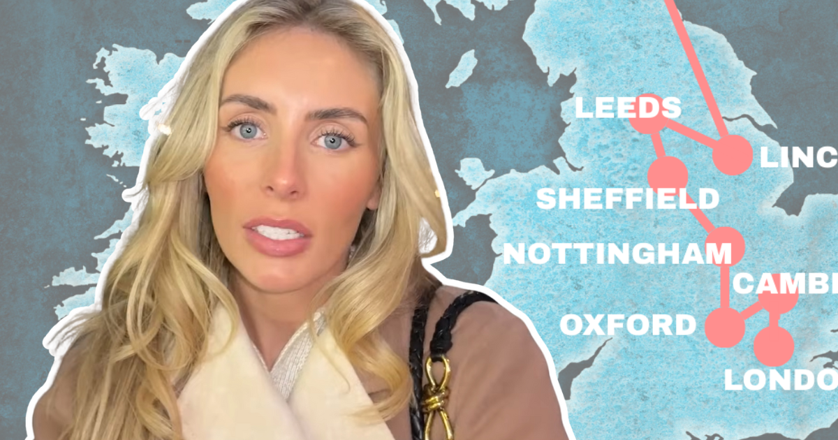 A map of where Bonnie Blue is visiting on her Bang Bus tour