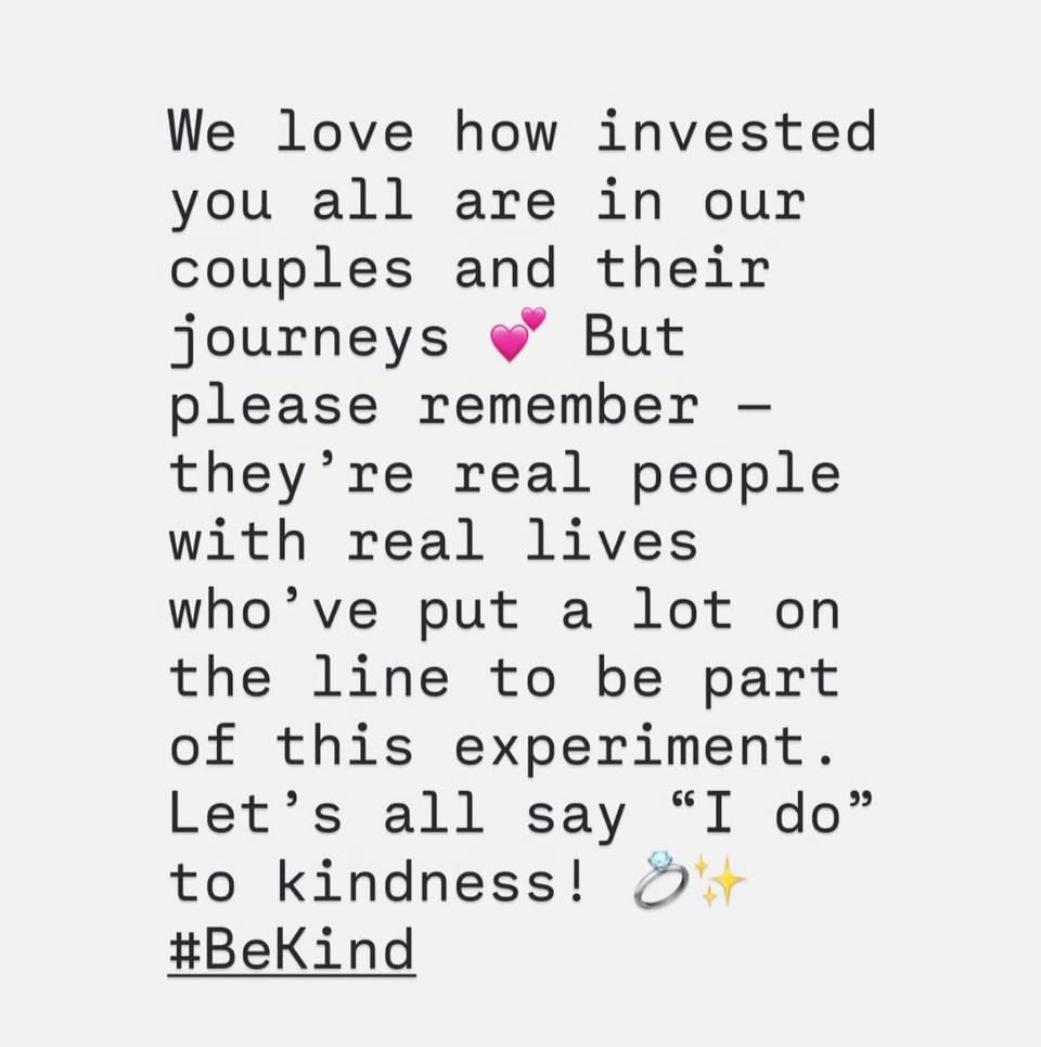 MAFS UK statement reminding viewers the contestants are people too 