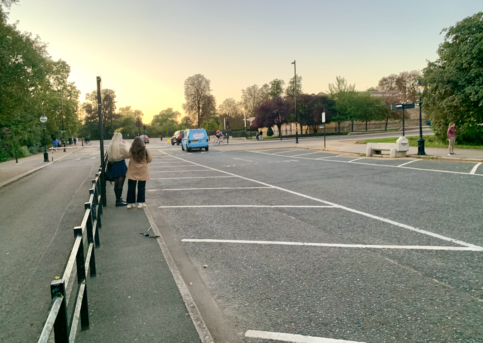 Bonnie speeding away from me through a virtually empty car park