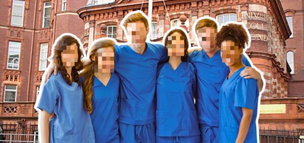 some medicine students in front of university college london where the ucl students learn medicine