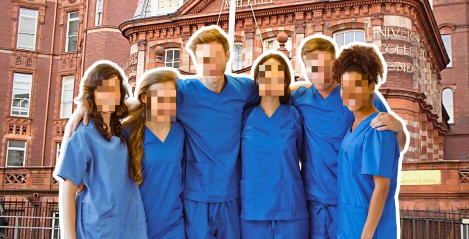 some medicine students in front of university college london where the ucl students learn medicine