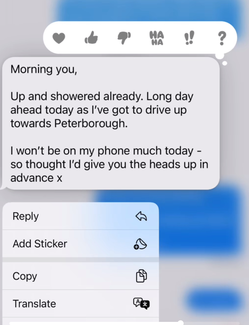 Steven's alleged last message to Melissa before ghosting her:Morning you, Up and showered already. Long day ahead today as l've got to drive up towards Peterborough. I won't be on my phone much today - so thought l'd give you the heads up in advance x