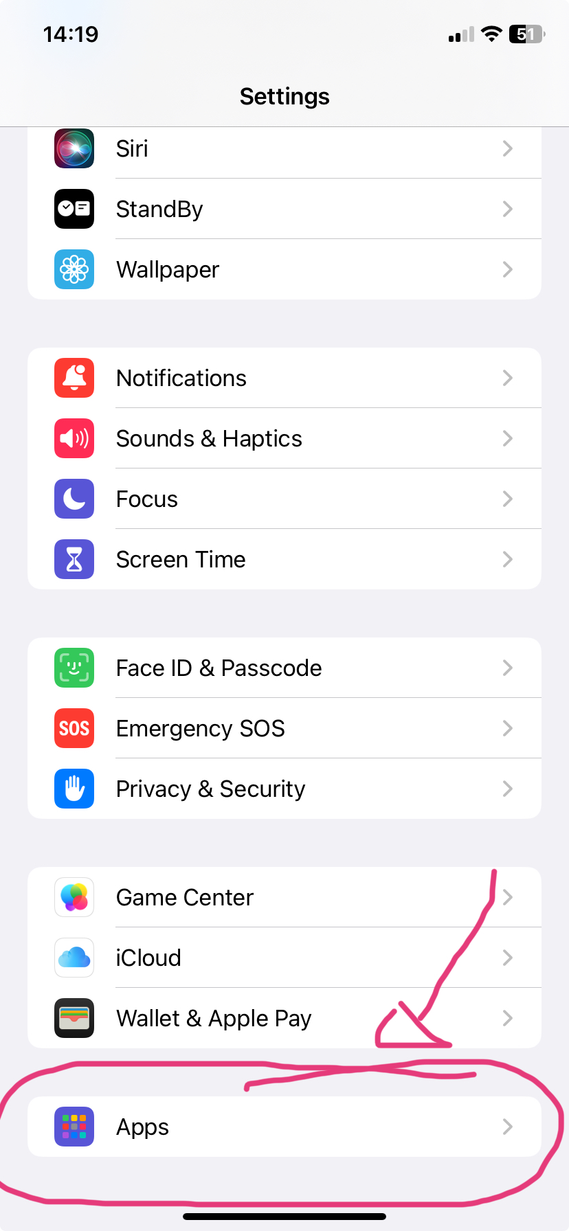 settings on an apple iphone