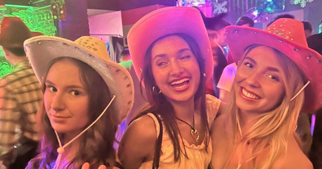 uk students from the university of leeds on a night out