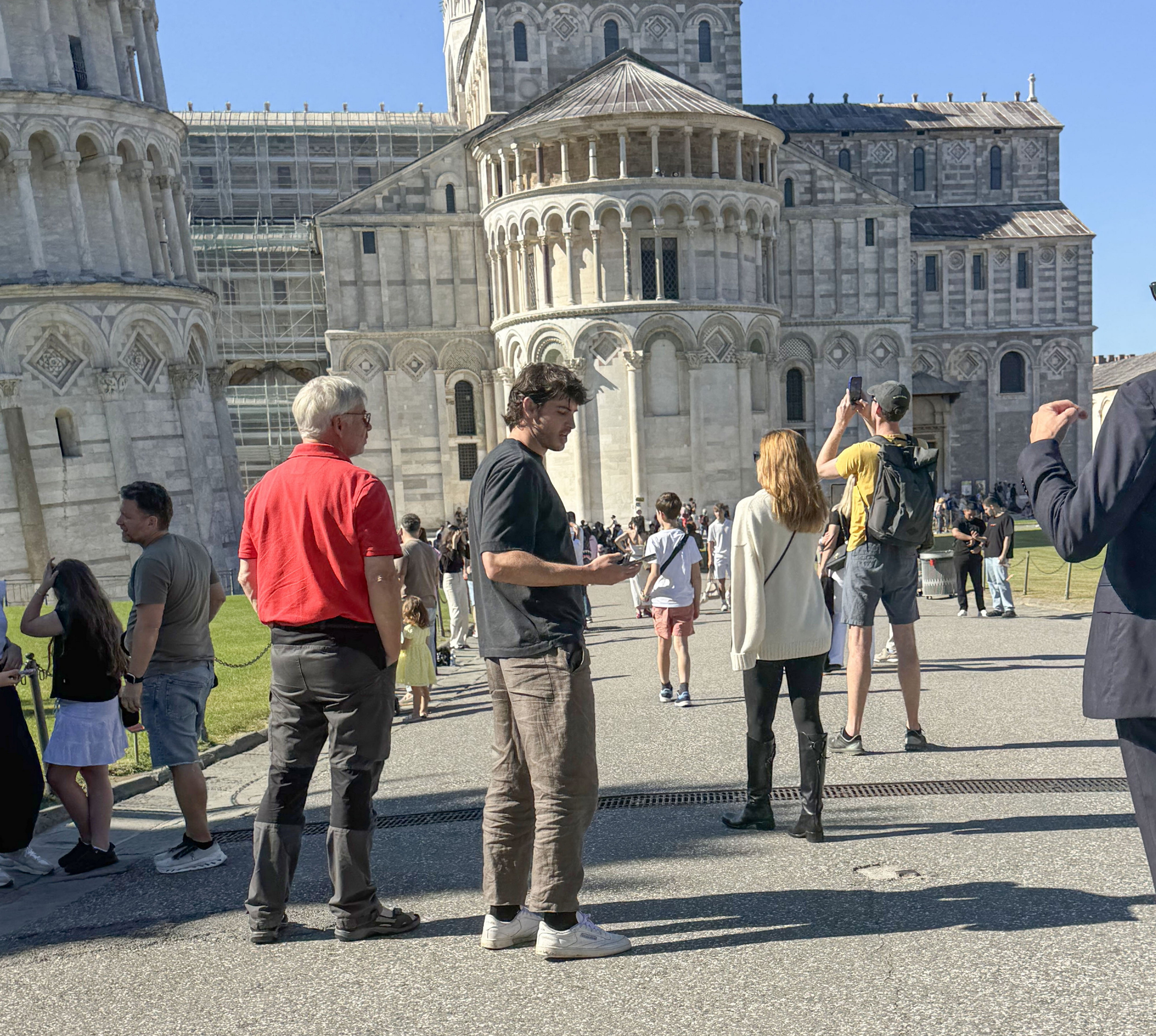 Emma Watson admiring the Pisa Cathedral in the Piazza dei Miracoli(Credit: SWNS)