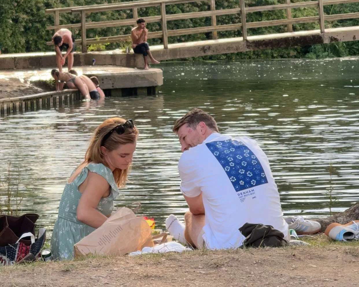 Emma Watson picnicking in Oxford in July