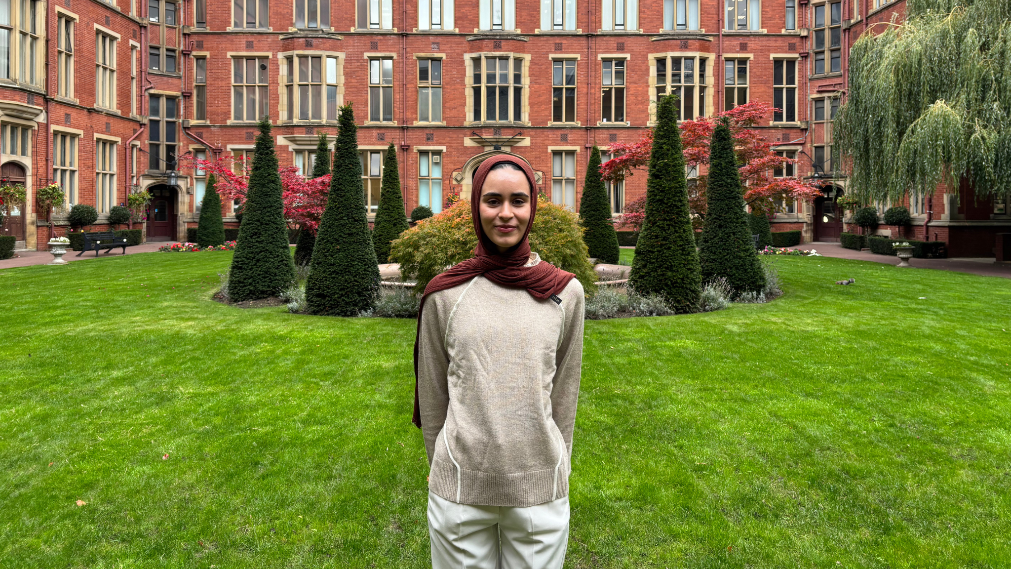 Yara in Firth Court, now a student in Sheffield