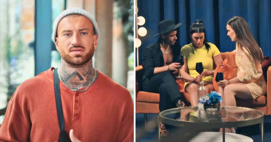 mafs uk 2025 joe wood and then his wife maeve crying about him at a dinner party