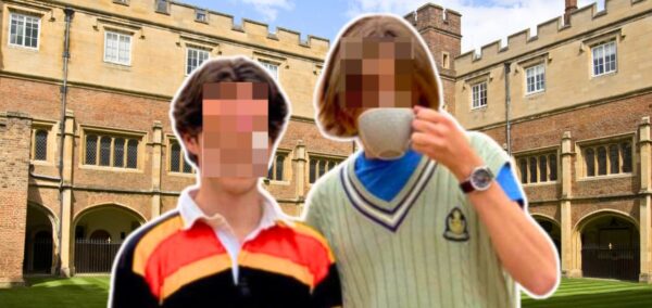 eton college and then some posh looking people maybe one is a tutor one is defo a child